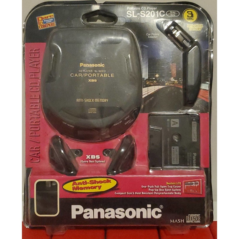 Rare NEW VTG Panasonic SL-S201C XBS CD Player Car Portable Anti-Shock KIT w XBS